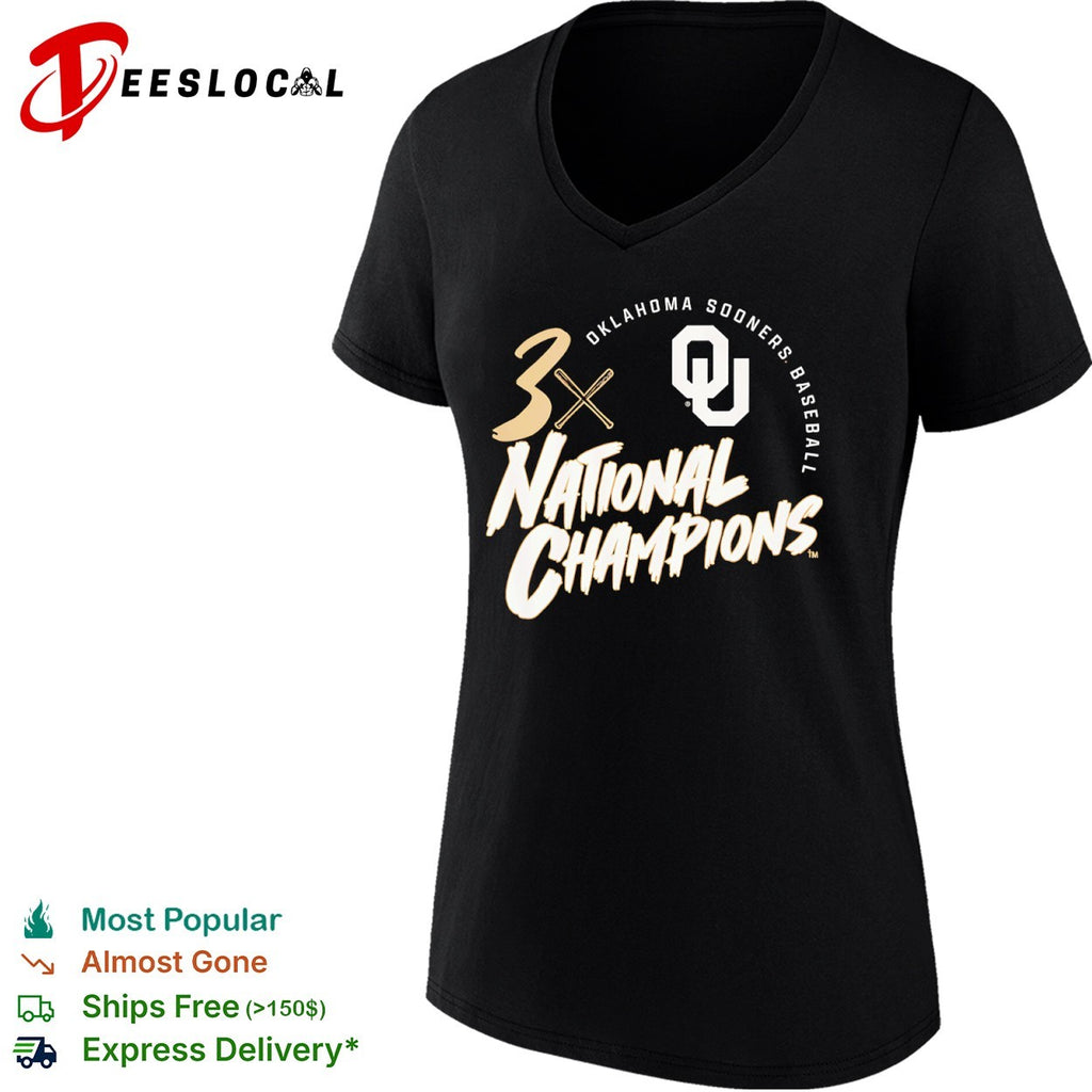 Oklahoma Sooners 3x national champions baseball shirt