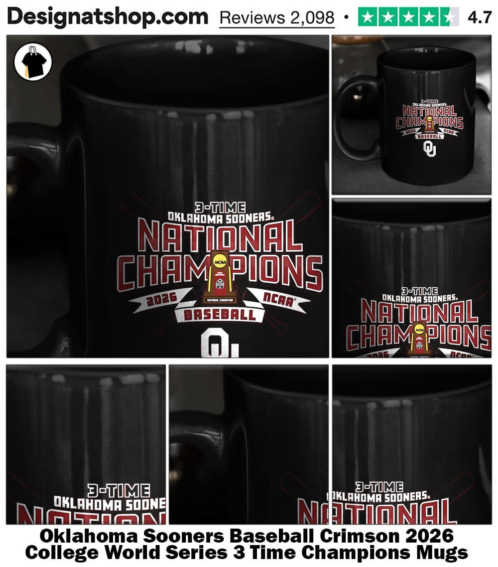 Oklahoma Sooners Baseball Crimson 2026 College World Series 3 Time Champions shirt