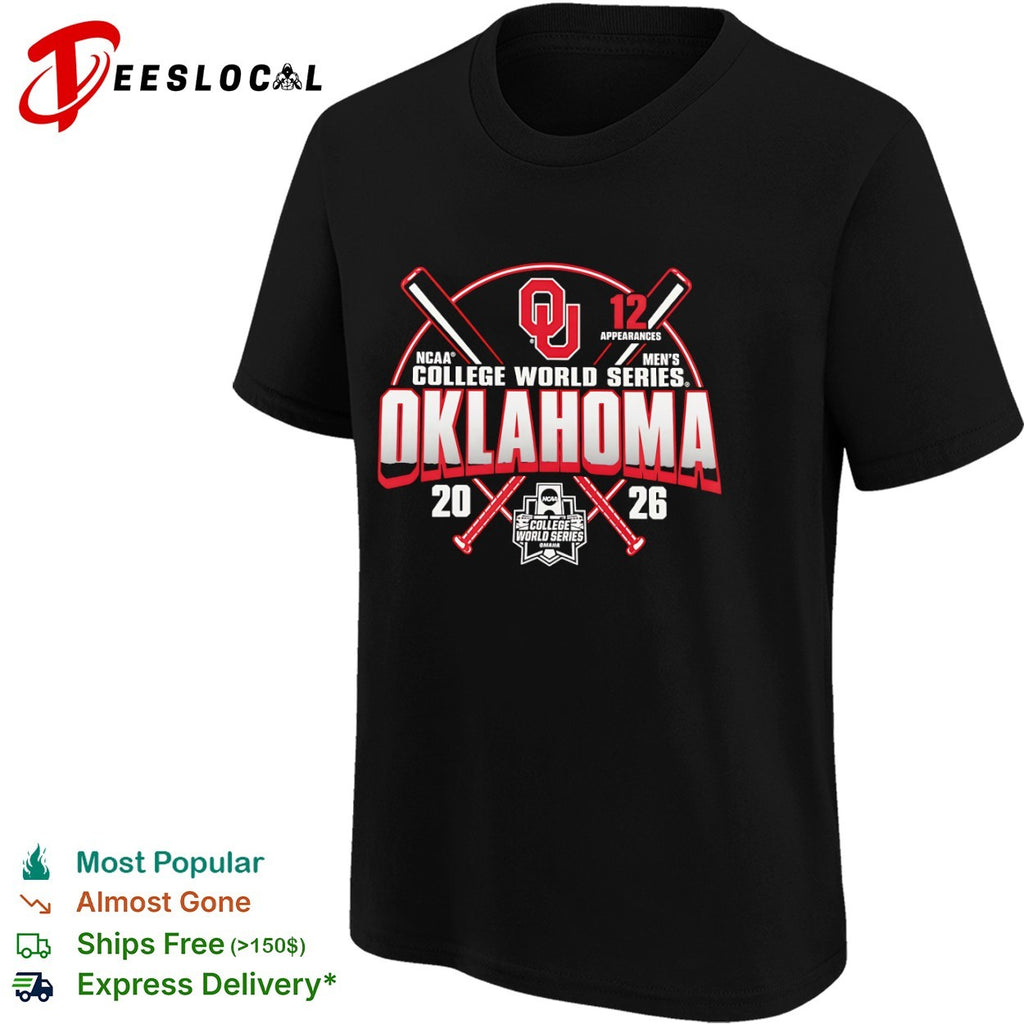Oklahoma Sooners NCAA men college world series 2026 baseball shirt
