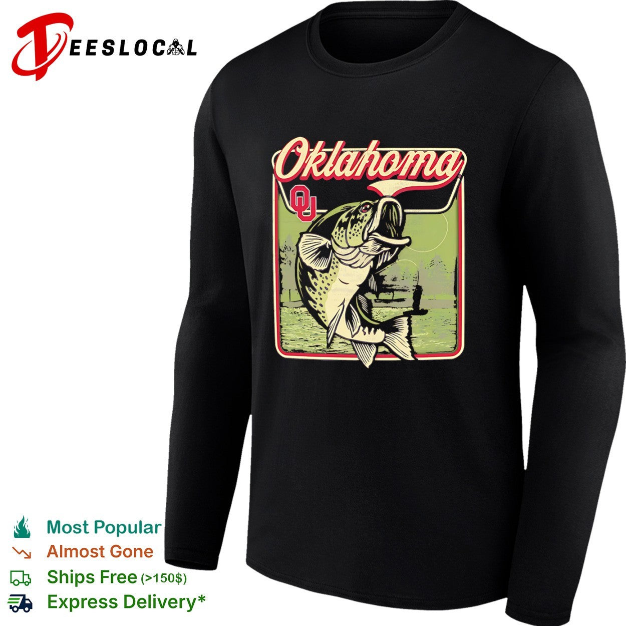Oklahoma Sooners OU bass fish shirt