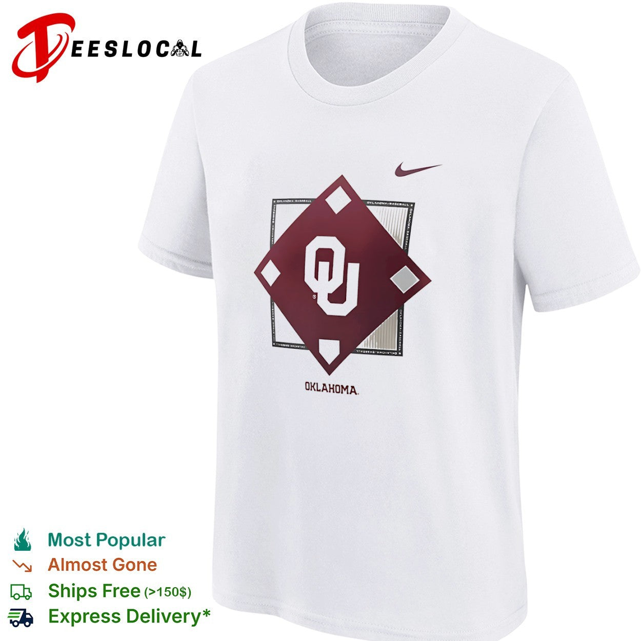 Oklahoma Sooners baseball OU logo field diamond shirt