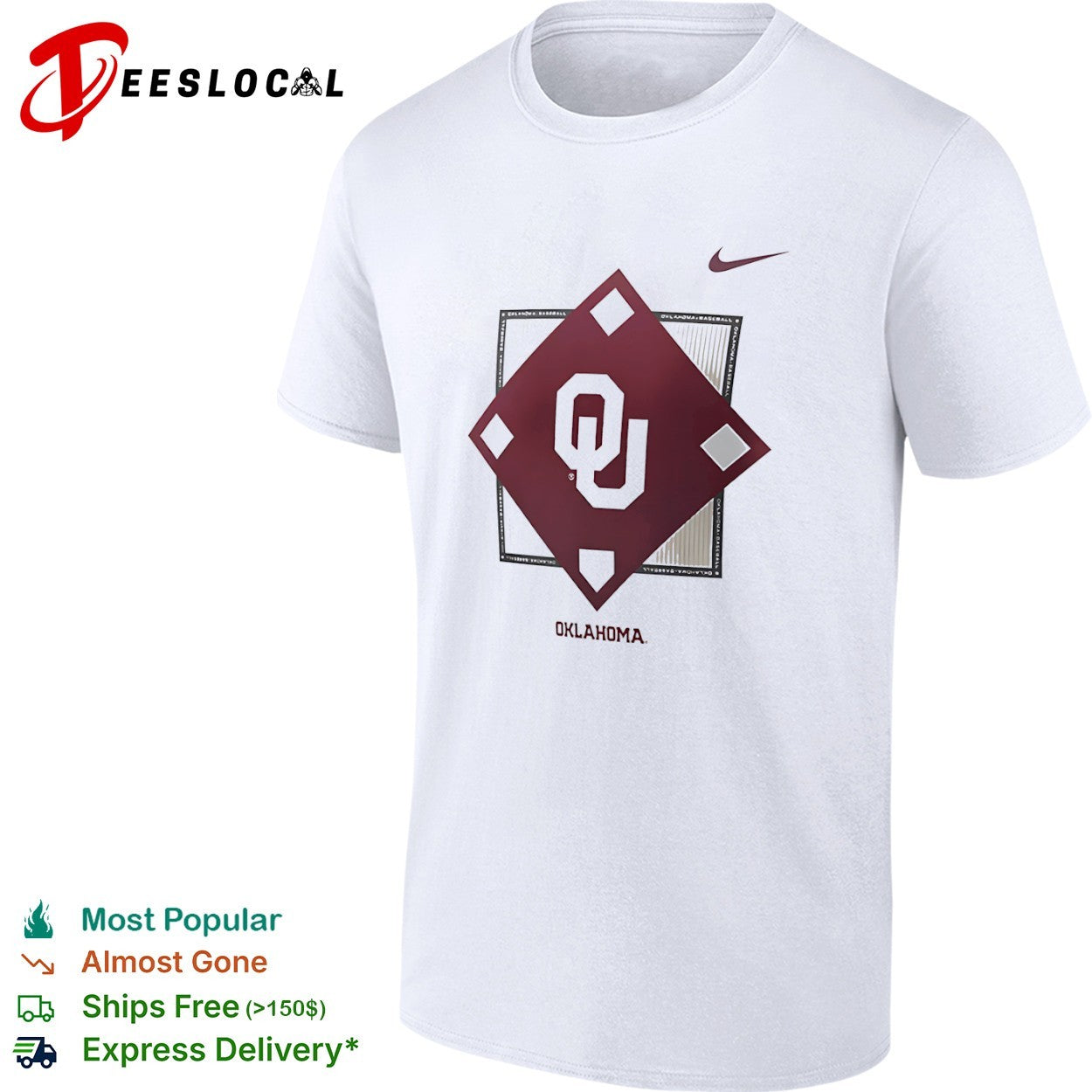 Oklahoma Sooners baseball OU logo field diamond shirt
