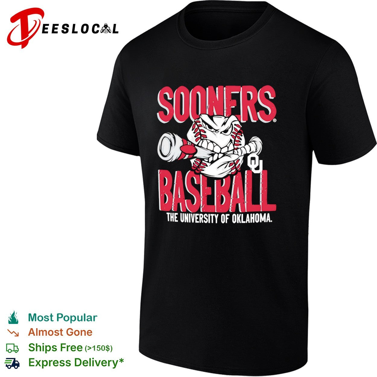 Oklahoma Sooners baseball university of OU angry character shirt