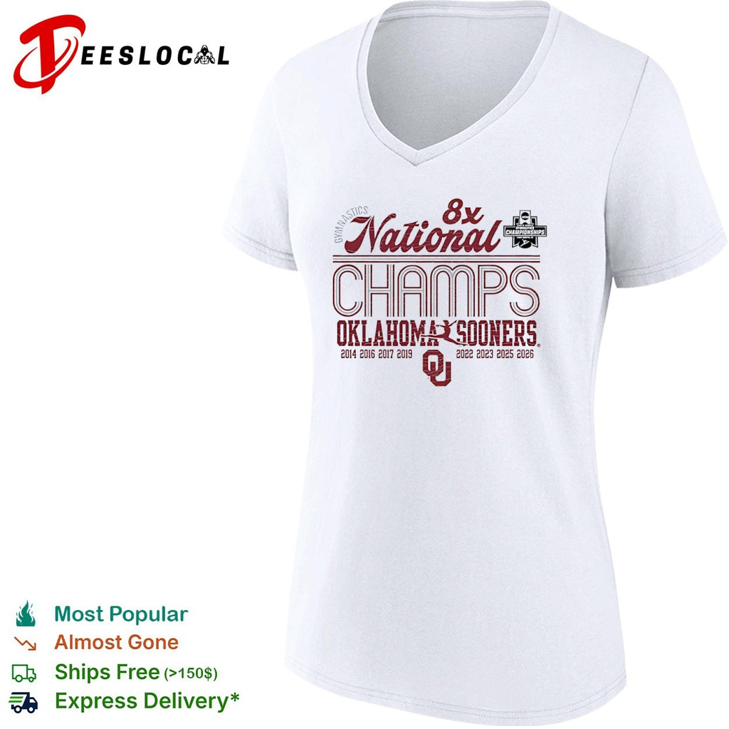 Oklahoma Sooners gymnastics 8x National Champs 2026 shirt