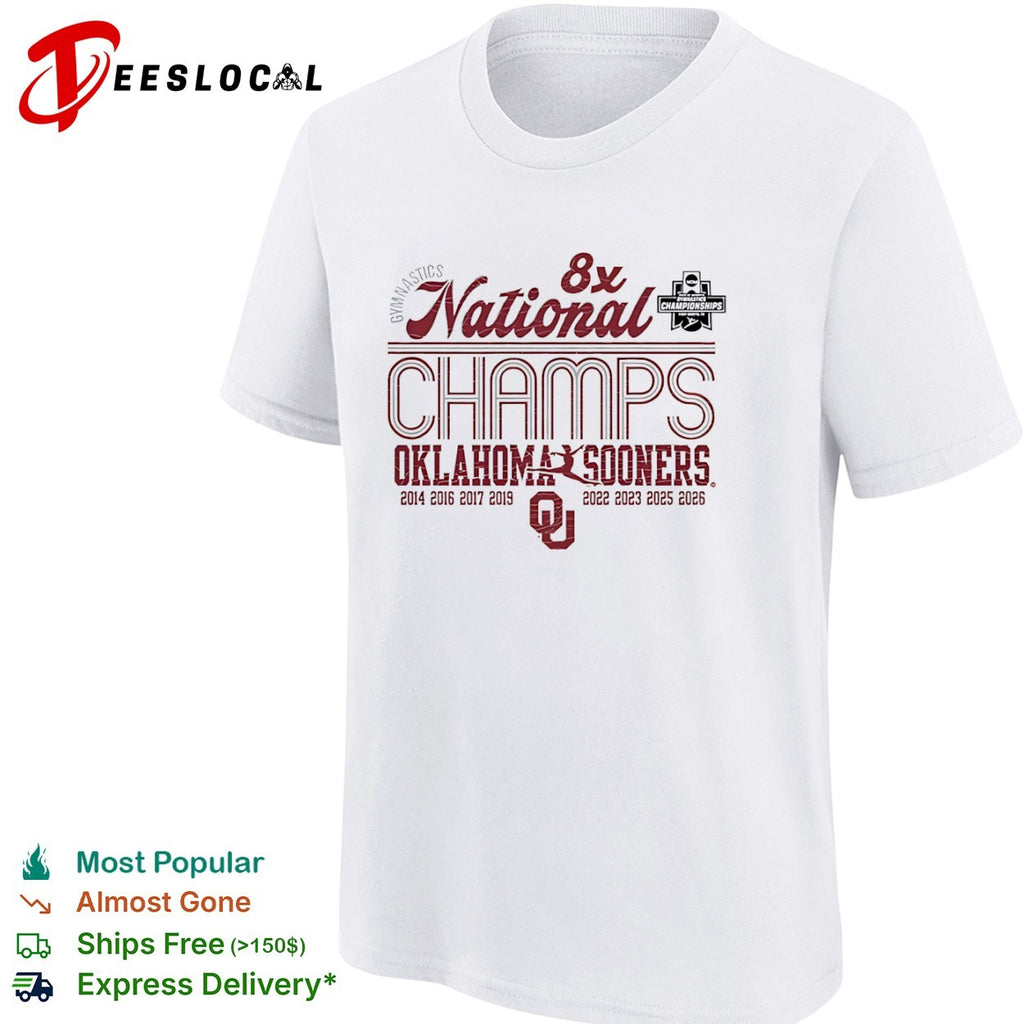 Oklahoma Sooners gymnastics 8x National Champs 2026 shirt
