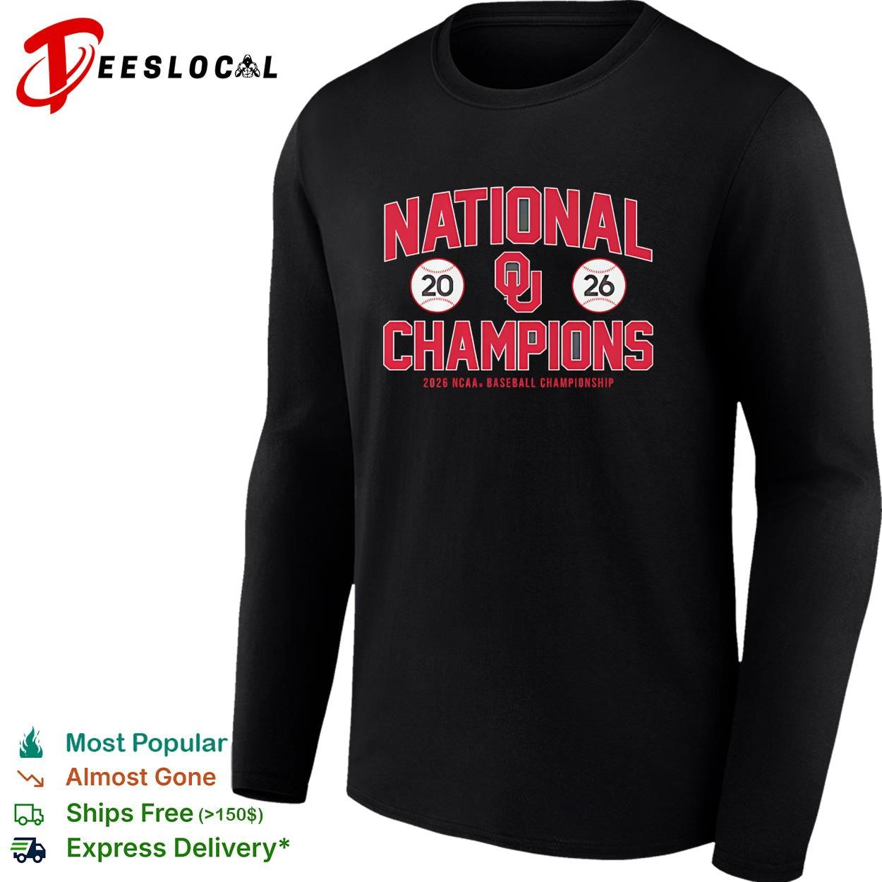 Oklahoma Sooners national champions 2026 NCAA baseball championship shirt