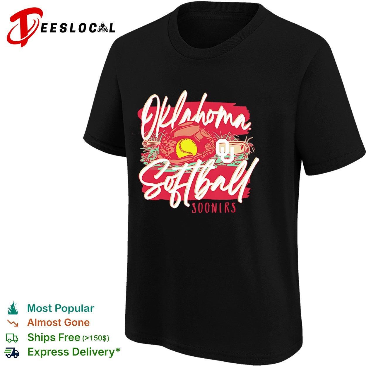 Oklahoma Sooners softball baseball glove OU logo shirt
