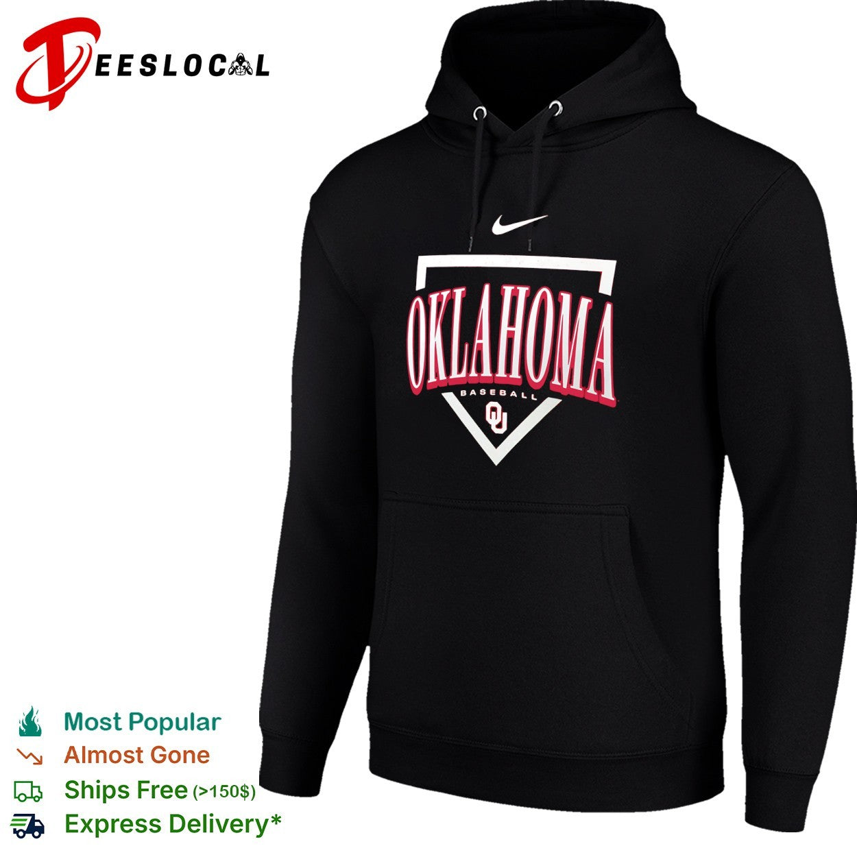 Oklahoma Sooners swoosh baseball shirt