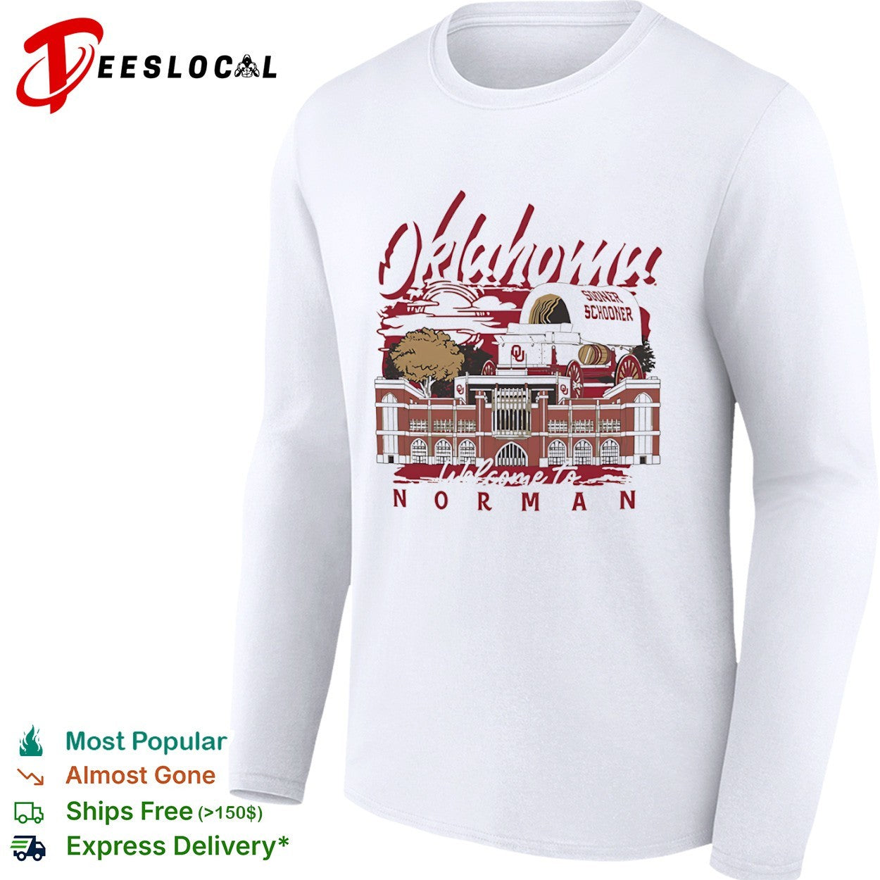 Oklahoma Sooners welcome to Norman stadium wagon sun shirt