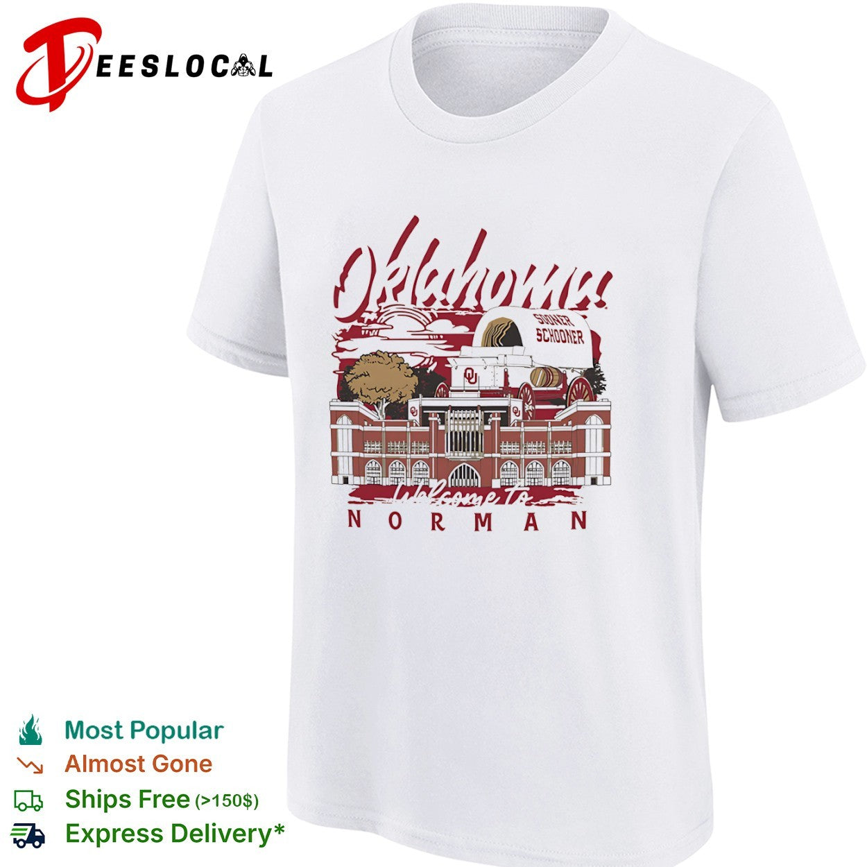 Oklahoma Sooners welcome to Norman stadium wagon sun shirt