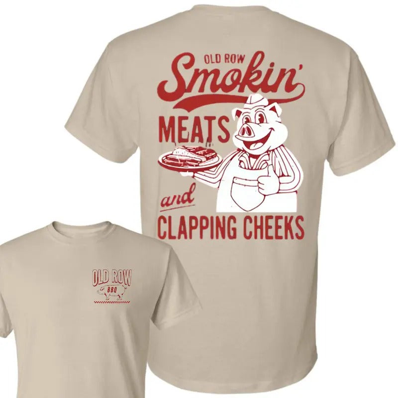 Old Row The Smokin' Meats Graphic 2 Sides T-Shirt - 2 Side T-Shirt For Men And Women Hoodie, Sweatshirt | PrintMintTees.com