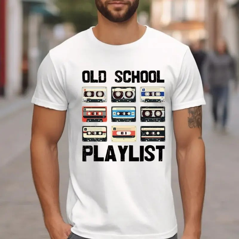 Old School Playlist Shirt Retro 90s Music Party Music Mix Tape Cassette Player Shirt Short Sleeve T-Shirts, Hoodie, Sweatshirt
