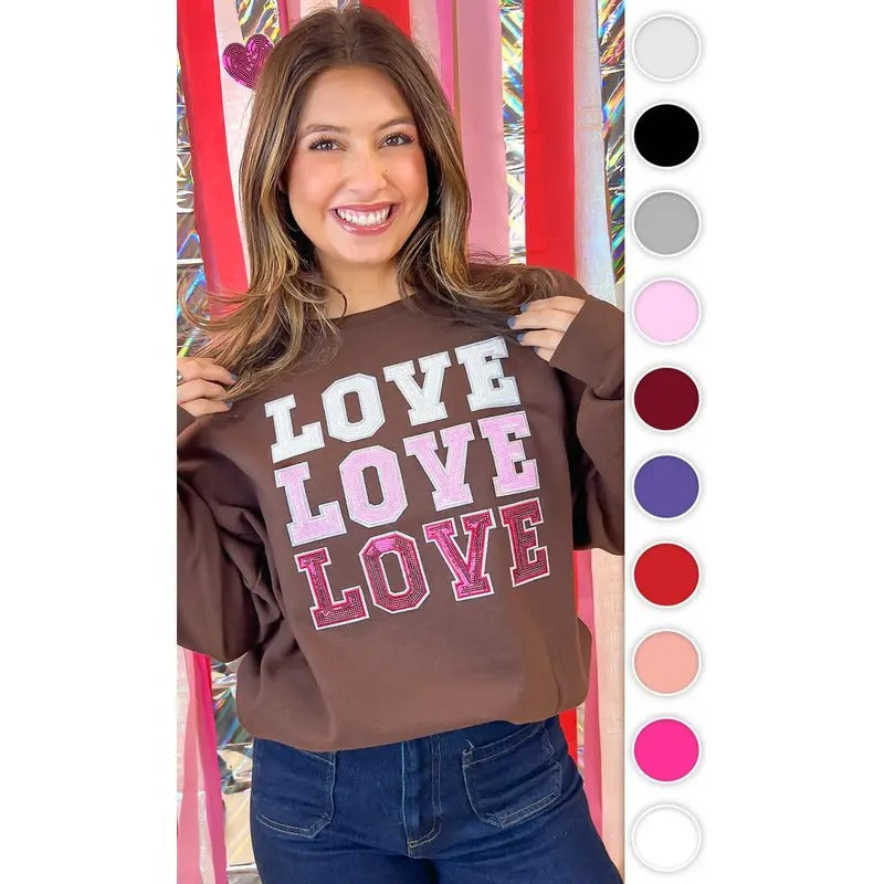 Ombre Sequin Love Valentines Graphic Sweatshirt Shirt Hoodie | PrintMintTees.com