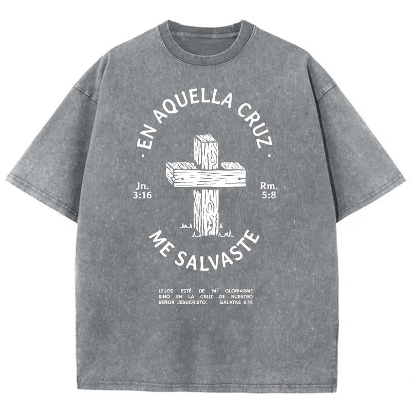 On That Cross Unisex Washed T-Shirt, Christian t shirts, Christian Jesus  t shirts, Vintage 90s Graphic Tee Gift Cotton...