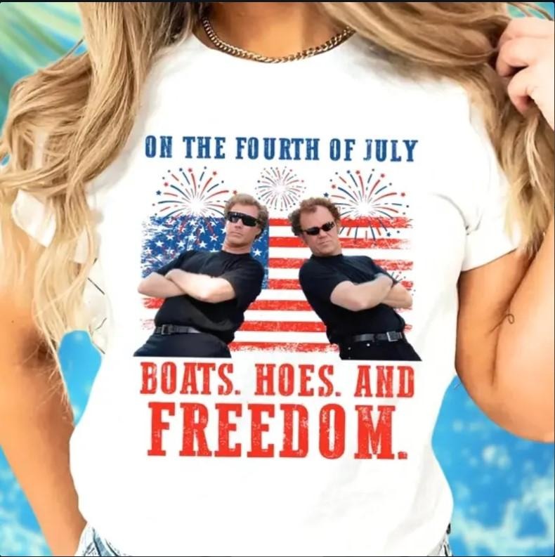 On The Fourth Of July Boats Hoes and Freedom Shirt, 4th Of July Shirt Hoodie Sweatshirt | PrintMintTees.com