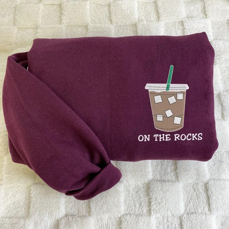 Rocks Embroidered Iced Coffee Coffee Lover T-Shirts, Hoodie, Sweatshirt