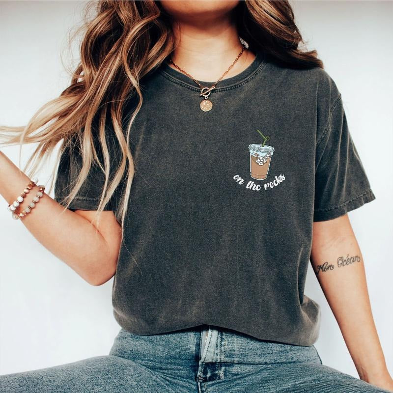 On The Rocks Iced Coffee Shirt, Coffee Graphic Tee, Coffee Lover Shirt, Gift for Her, Coffee Lover Gift, Comfort Shirt...