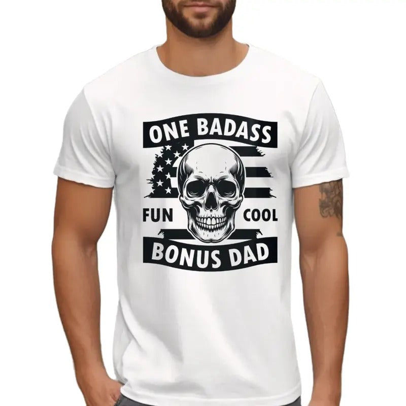 One Badass Bonus Step Dad Shirt, Funny Gift For Stepdad T Shirt, Bonus Dad Tee, Father's Day Gift, Unisex Short Sleeve...