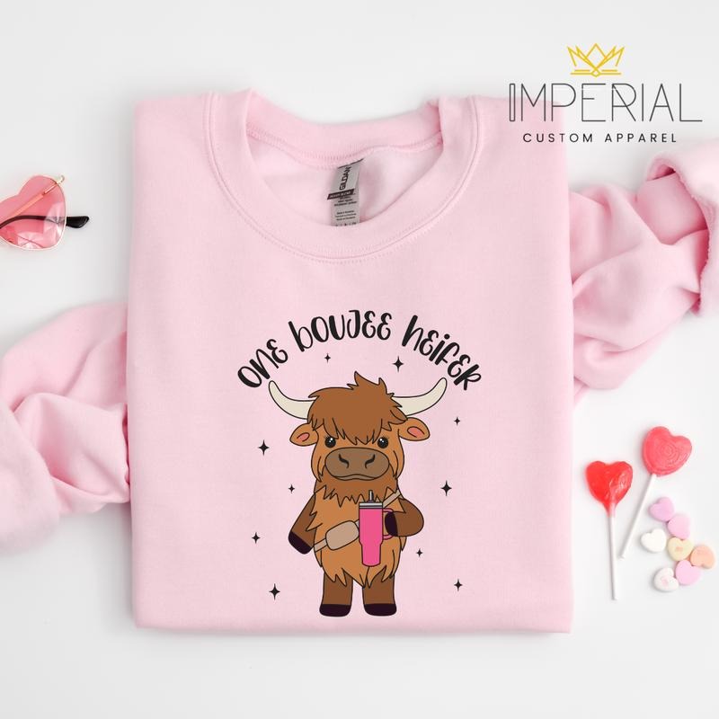 One Boujee Heifer Valentine's Day T-Shirt, Valentine's Day Sweatshirt, Valentine's Day 2024 Sweatshirt, Vday Sweatshirt...