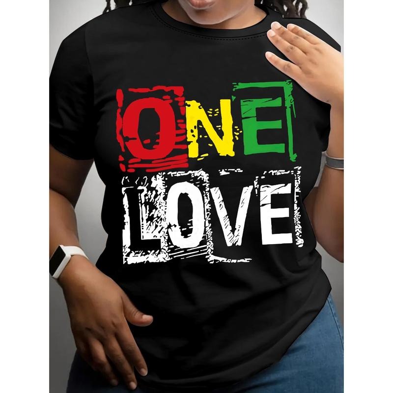 One Love Letter Pattern T-Shirt, Short-Sleeve Casual Round-Neck Top, Spring And Summer Women'S Clothing. style 02 Hoodie...