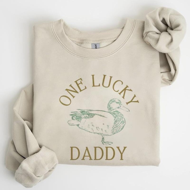One Lucky Daddy Duck Shirt Birthday Lucky Mama Lucky Daddy Family Sweatshirt Hoodie | PrintMintTees.com