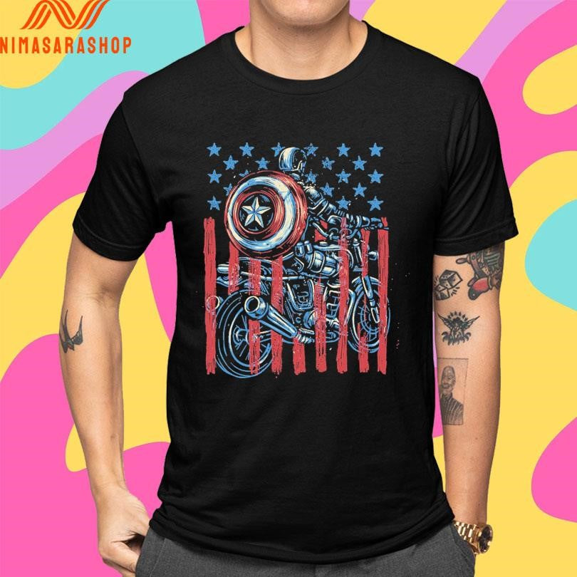 One More Ride Glitchy Gorilla Captain America Shirts