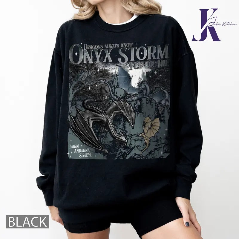 Onyx Storm Comfort Color Shirt, Fourth Wing Series Shirt, Dragon Rider, Bookish Tee Gift For Book Lover, Fantasy Book,...