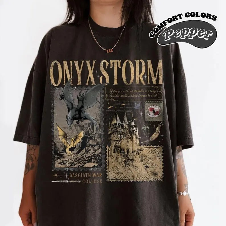 Onyx Storm Comfort Color T-Shirt, Fourth Wing Series Shirt, Dragon Rider, Bookish Tee Gift For Book Lover, Fantasy Book,...