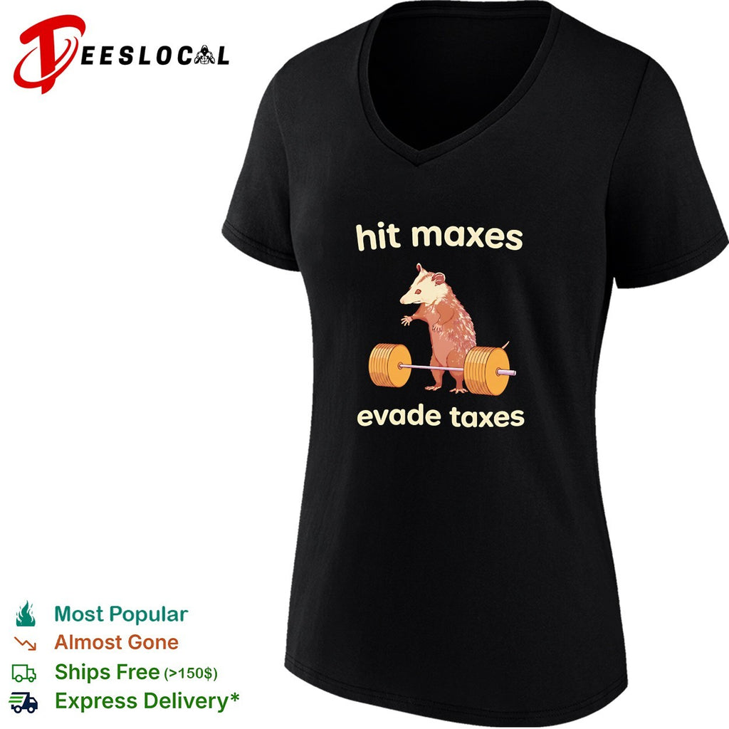 Opossum deadlift lifting golden barbell hit maxes evade taxes shirt