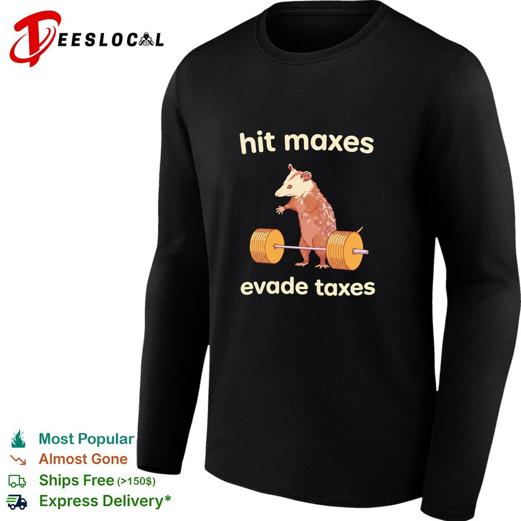 Opossum deadlift lifting golden barbell hit maxes evade taxes shirt