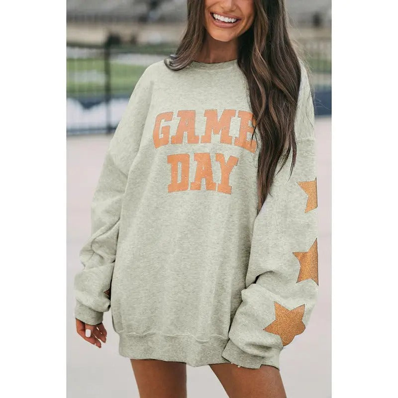 Orange 'Game Day' Stars Sweatshirt Shirt Hoodie | PrintMintTees.com