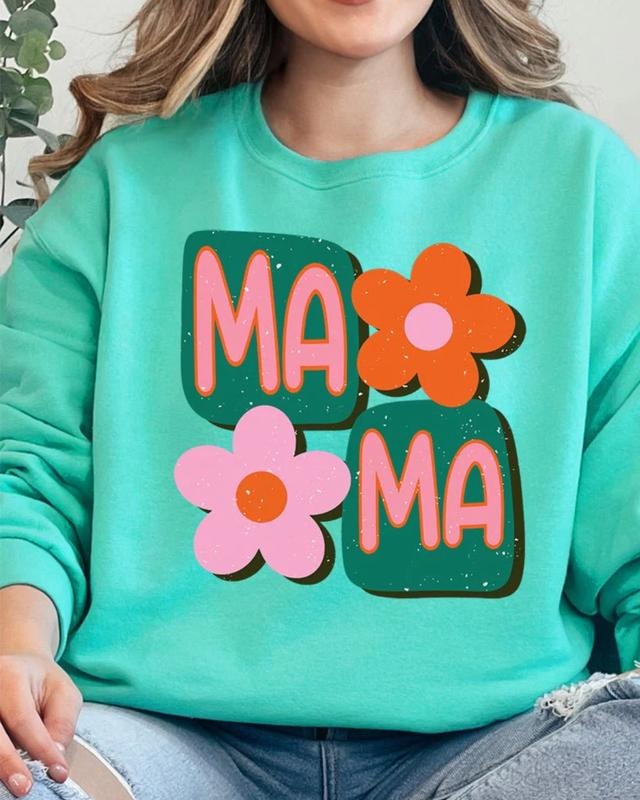 Orange Groovy Mama Unisex NuBlend Crew Sweatshirt MAMA GRAPHIC SWEATSHIRTS Shirt Hoodie | PrintMintTees.com
