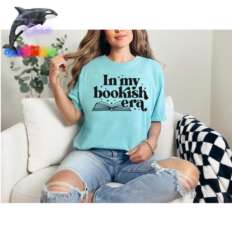 Orca ~ "IN MY BOOKISH ERA" Puff Unisex T-shirts ~ Comfort Colors ~ Book Lovers Shirt Womenswear Hoodie Sweatshirt