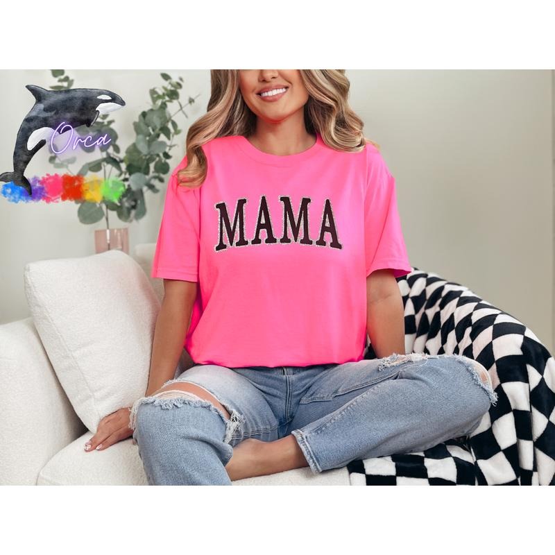 Orca ~ "MAMA" Puff & Glitter Unisex T-shirts ~ Unisex ~ Comfort Colors  Womenswear Hoodie, Sweatshirt | PrintMintTees.com