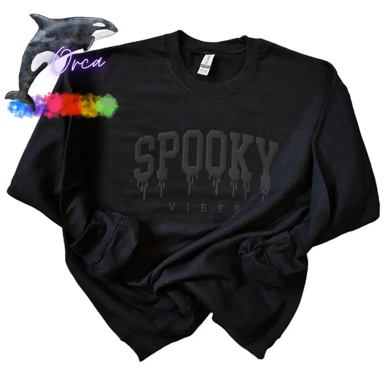 Orca ~ "SPOOKY" Puff Unisex Sweatshirts ~ Halloween ~ Pullover T-Shirts, Hoodie | PrintMintTees.com