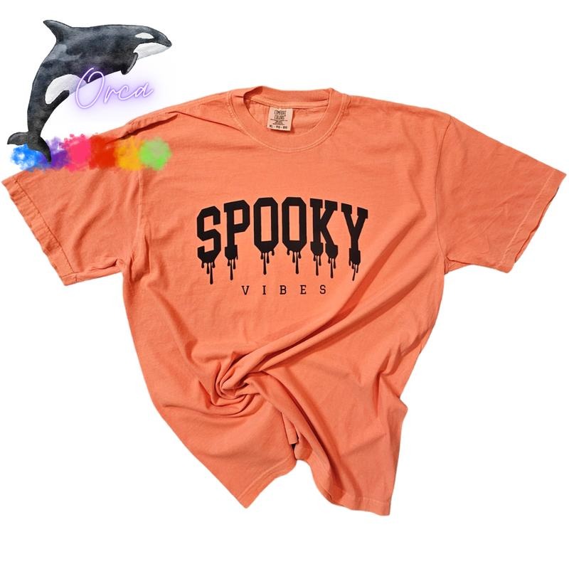 Orca ~ "SPOOKY" Puff Unisex T-shirts ~ Halloween ~ Comfort Colors Tshirt Hoodie Sweatshirt | PrintMintTees.com