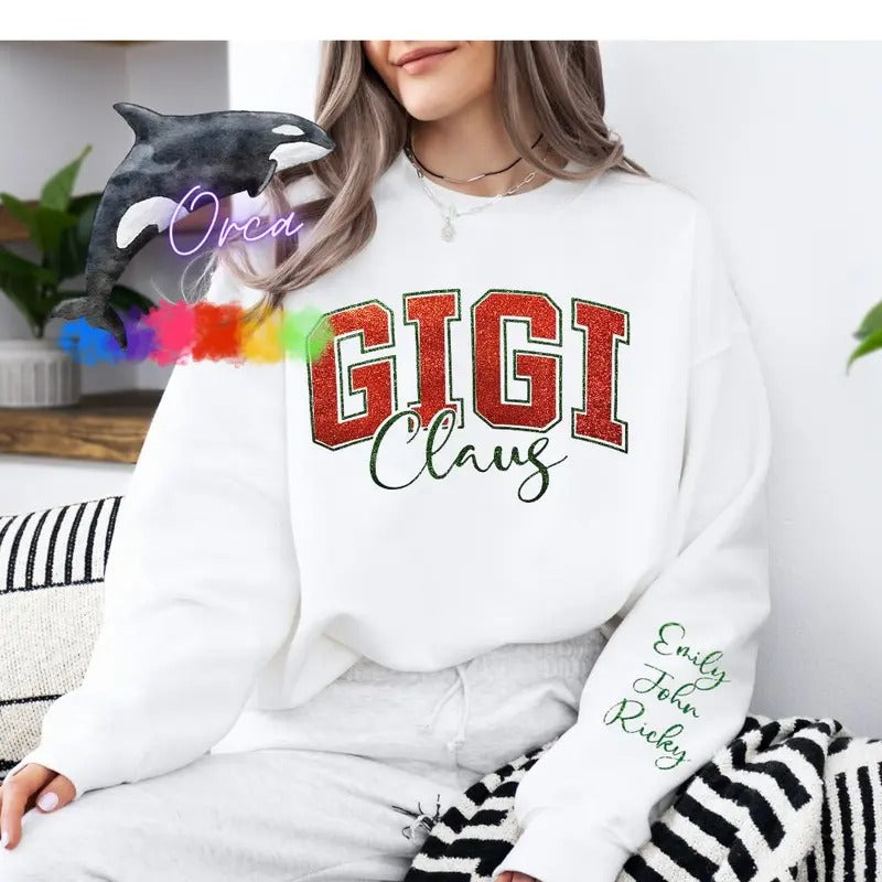 Orca ~ Custom Christmas Glitter Sweatshirts ~ Unisex ~ Small