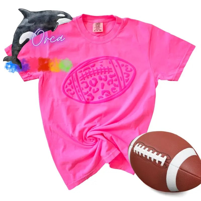 Orca ~ FOOTBALL Comfort Colors Unisex T-shirt with Puff ~ Small - 4XL Hoodie, Sweatshirt | PrintMintTees.com