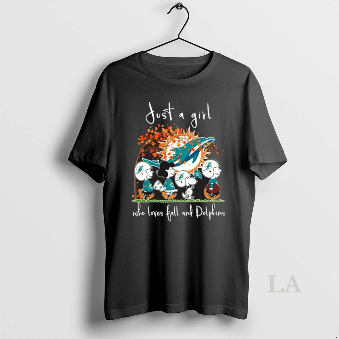 Original 2025 Peanuts Characters Just A Girl Who Loves Fall And Miami Dolphins