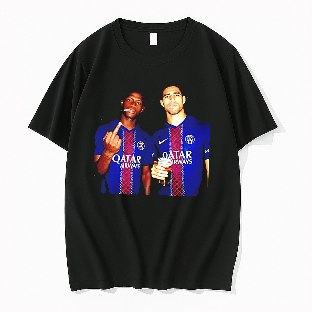 Original Achraf Hakimi And Nuno Mendes Paris Saint Germain Middle Finger Tee Tshirts