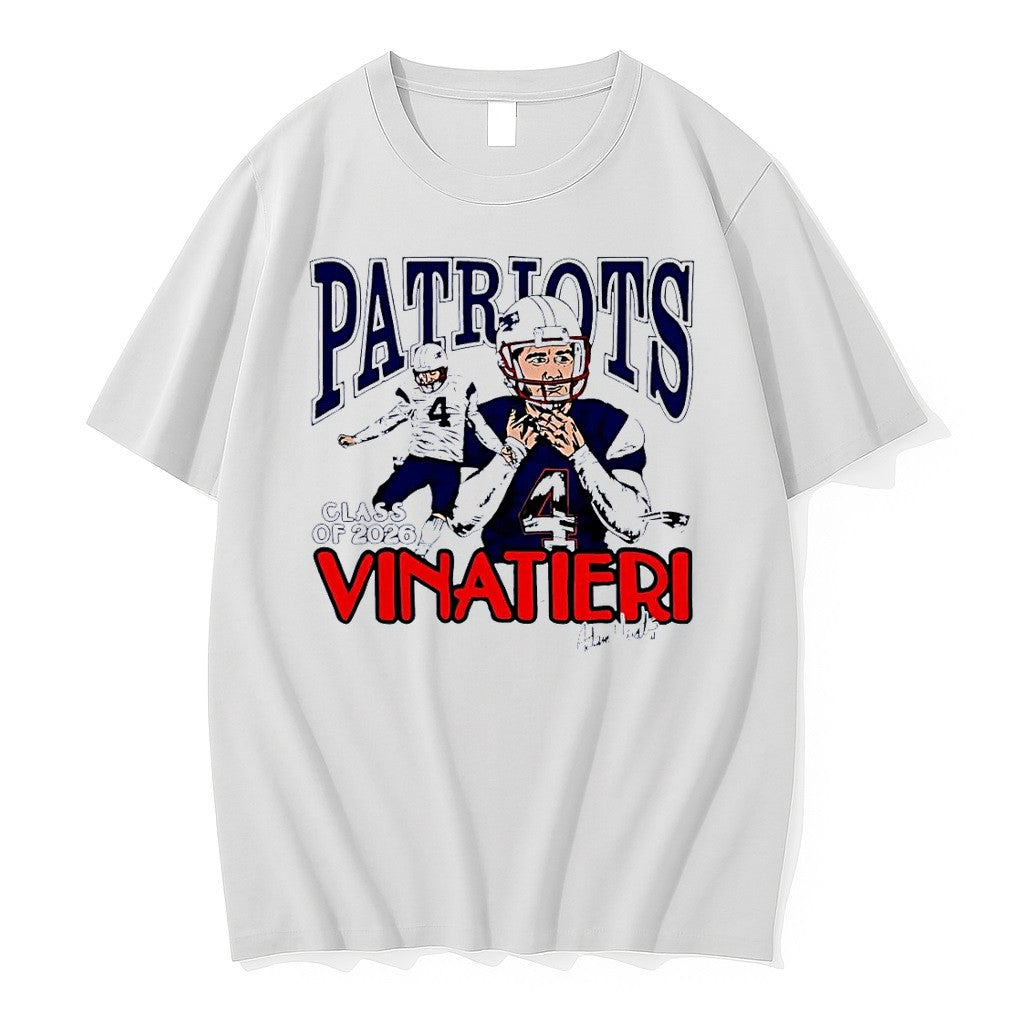 Original Adam Vinatieri 4 Signature Kicking Hall Of Fame Class Of 2026 Patriots White Tshirts