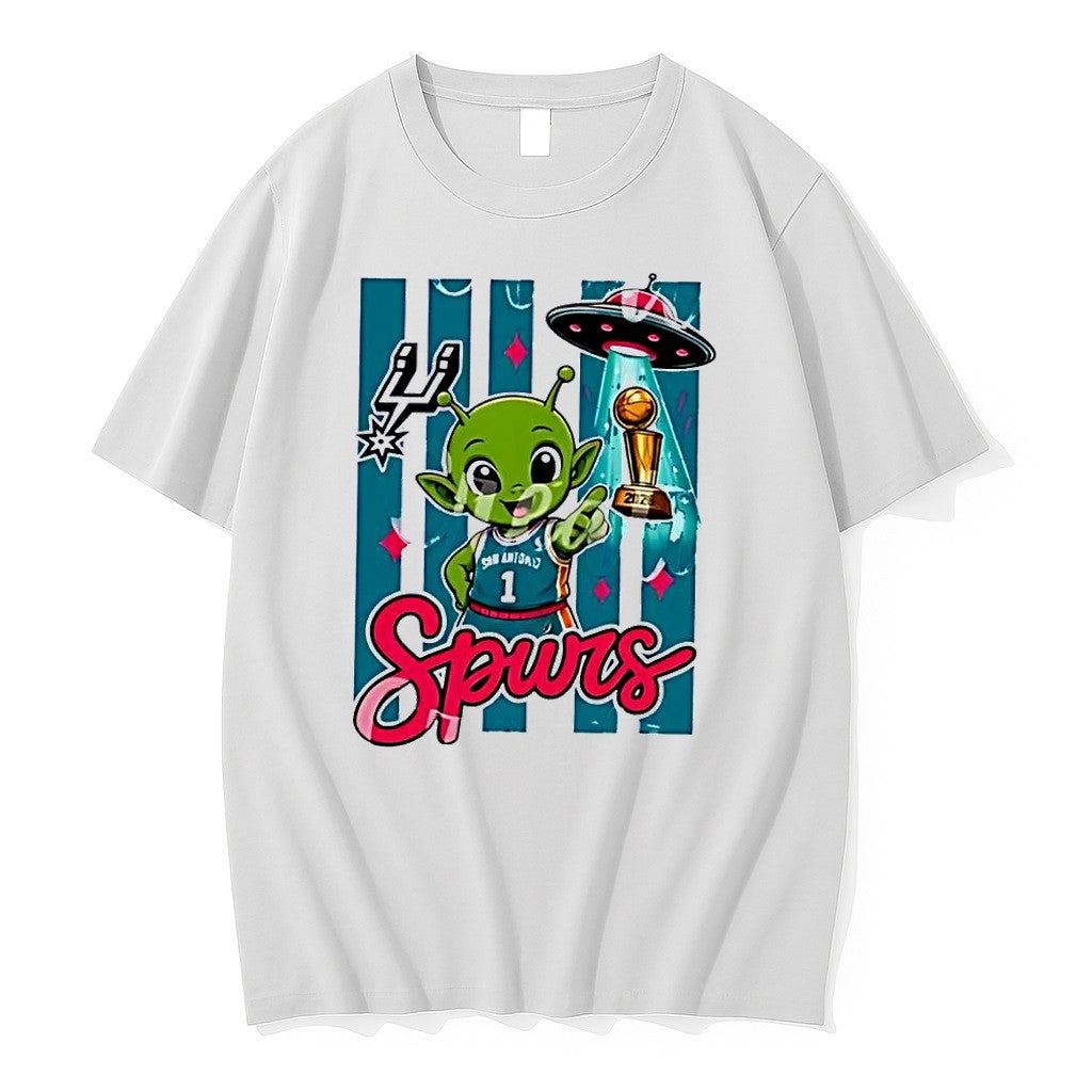 Original Alien Ufo Trophy San Antonio Spurs White Tshirts Jpg