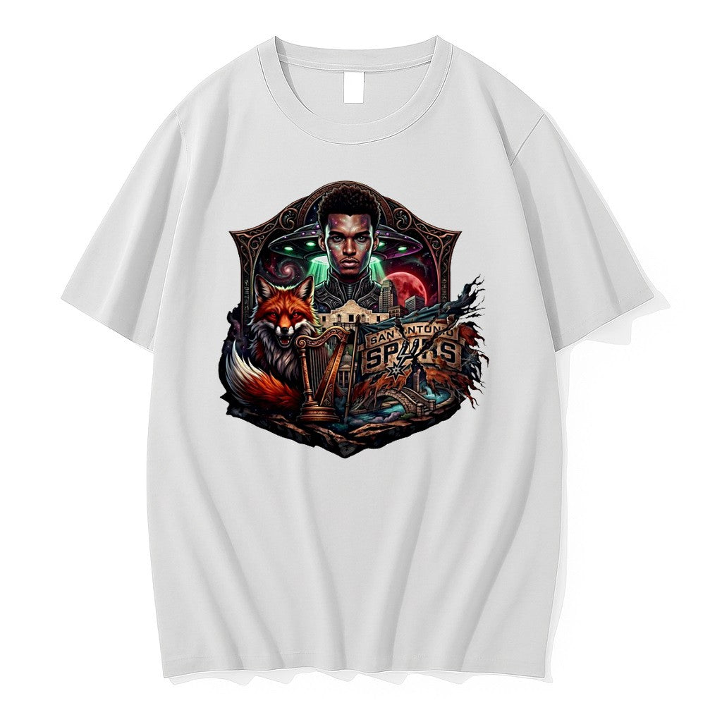 Original Alien Wemby Space Hoops Comic San Antonio Spurs Skyline Texas Basketball 2026 Tshirts