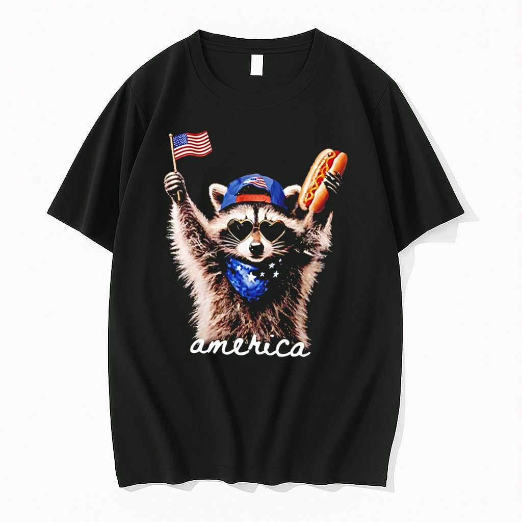 Original America Raccoon Hot Dog 4th Of July Tee Tshirts Jpg
