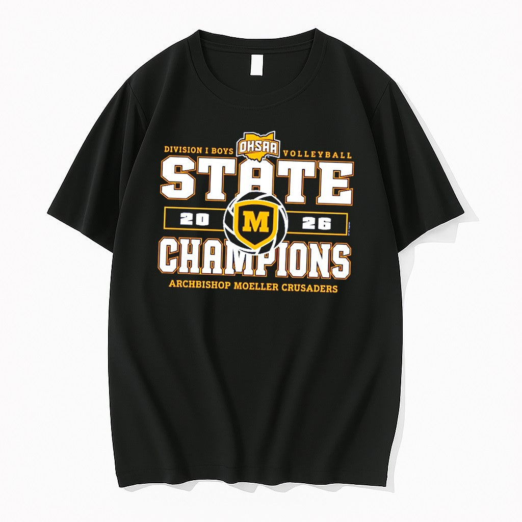 Original Archbishop Moeller Crusaders 2026 Ohsaa Boys Volleyball D1 State Champions Tee Tshirts