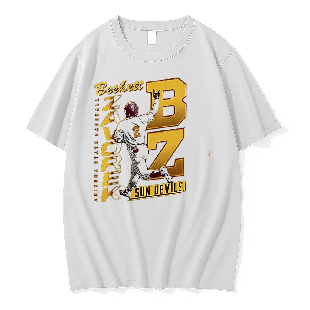 Original Arizona State Sun Devils Baseball Beckett Zavorke Bz Number Illustration Tee Tshirts