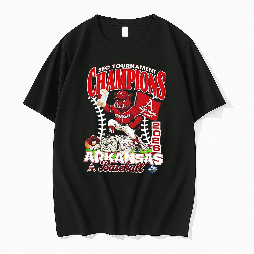 Original Arkansas Razorbacks Baseball 2026 Sec Tournament Champions Mascot Tee Tshirts