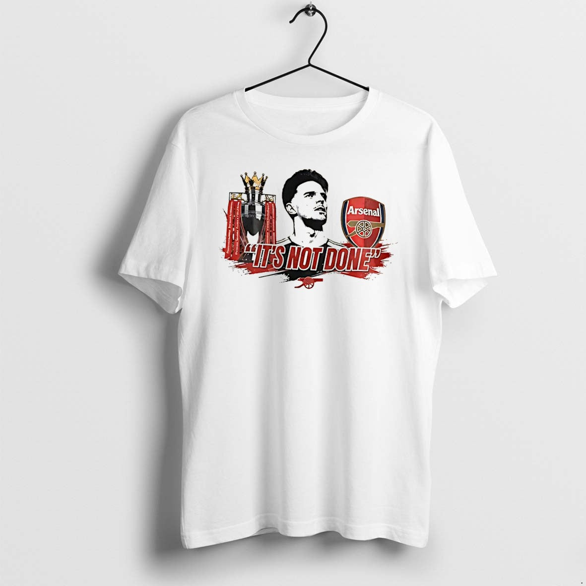 Original Arsenal Declan Rice Its Not Done Alongside A Trophy Tee Tshirts Jpg