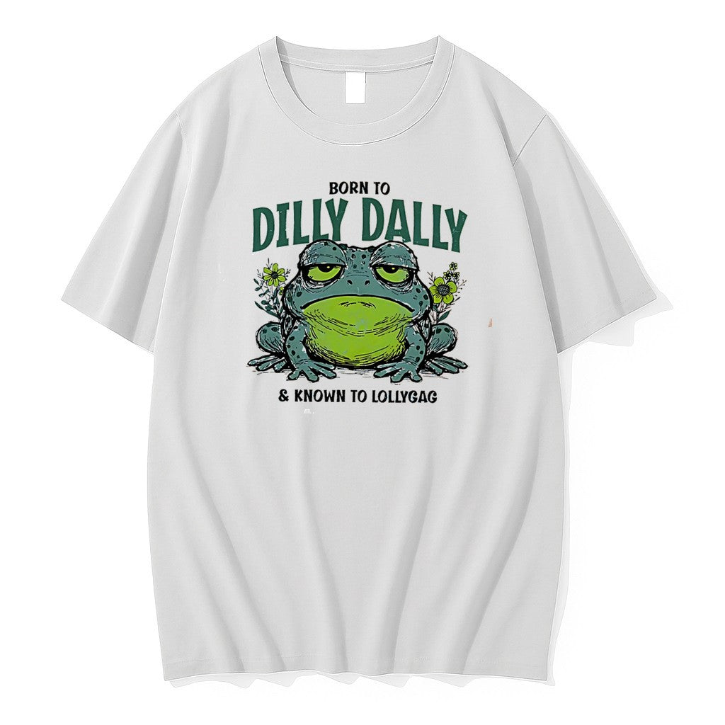Original Born To Dilly Dally And Known To Lollygag Frog Cartoon Tee Tshirts Jpg