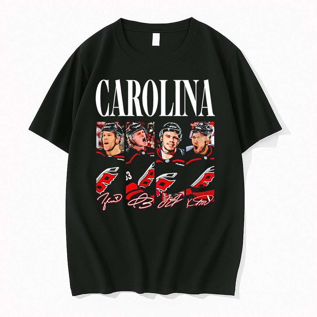 Original Carolina Hurricanes Hockey Players Signature Carolina Team Logo Performance Tshirts
